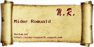 Mider Romuald névjegykártya